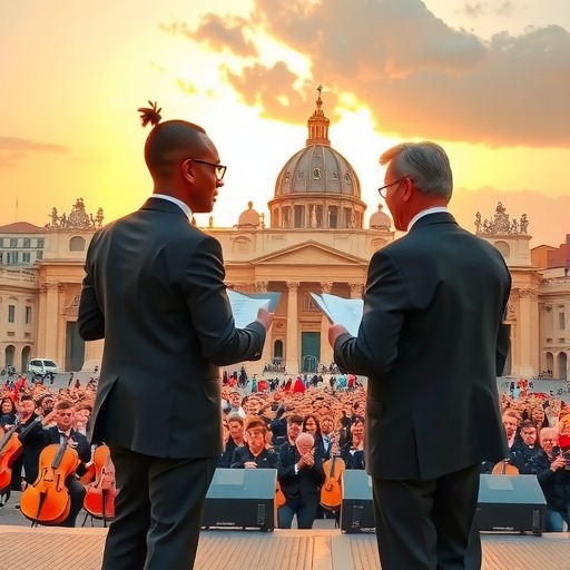 Pharrell Williams 与 Andrea Bocelli 共同执导于圣彼得广场举办的大型音乐会